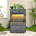 Load image into Gallery viewer, Outdoor Garden Cascading Stone Floor-Standing Waterfall Fountain with LED Lights
