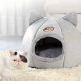 Load image into Gallery viewer, Cozy Cat Ear Pet Bed – Plush, Warm & Washable