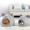 Load image into Gallery viewer, Cozy Cat Ear Pet Bed – Plush, Warm & Washable