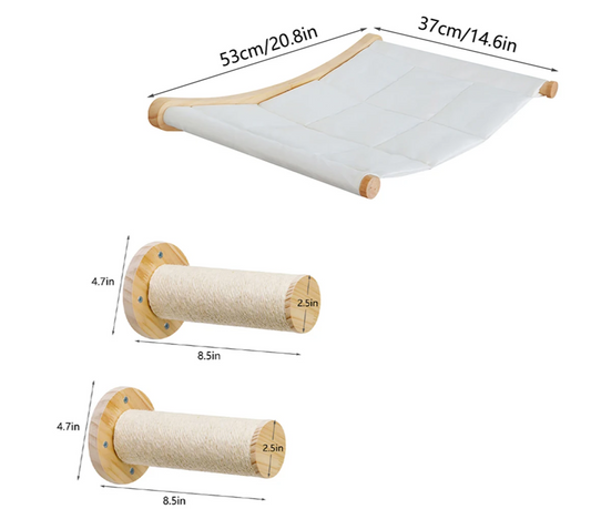 Wall Mounted Cat Hammock with Sisal Rope