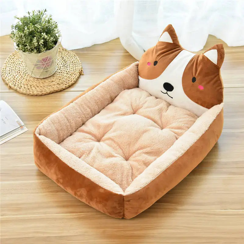 Winter Warm Washable Corduroy Pet Bed for Small Dogs & Cats