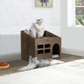 Load image into Gallery viewer, Durable Wooden Cat Cave Bed with Cushion
