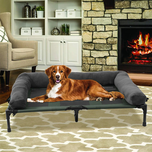Extra Large Elevated Dog Cooling Bed with Bolster