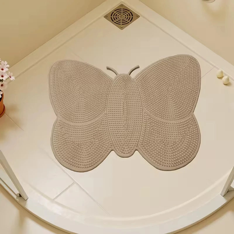 Butterfly Non-Slip PVC Shower Floor Mat for Bathroom