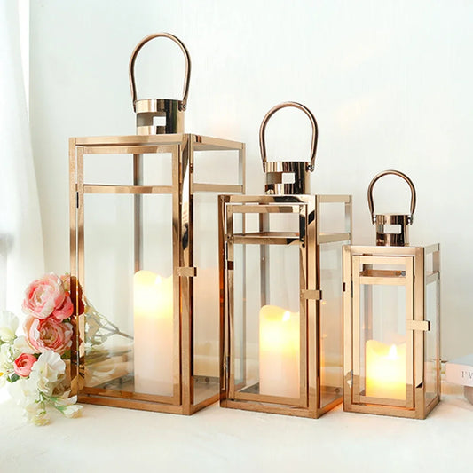Set of 3 Stainless Steel Candle Lanterns
