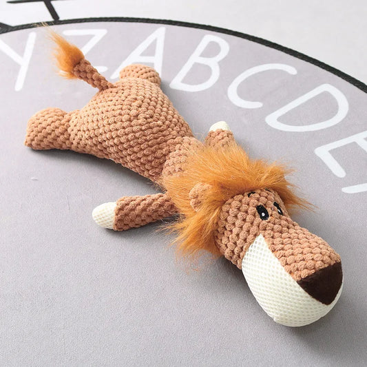 Interactive Plush Dog Toy – Squeaky Animal Models (Lion, Elephant, Wolf)