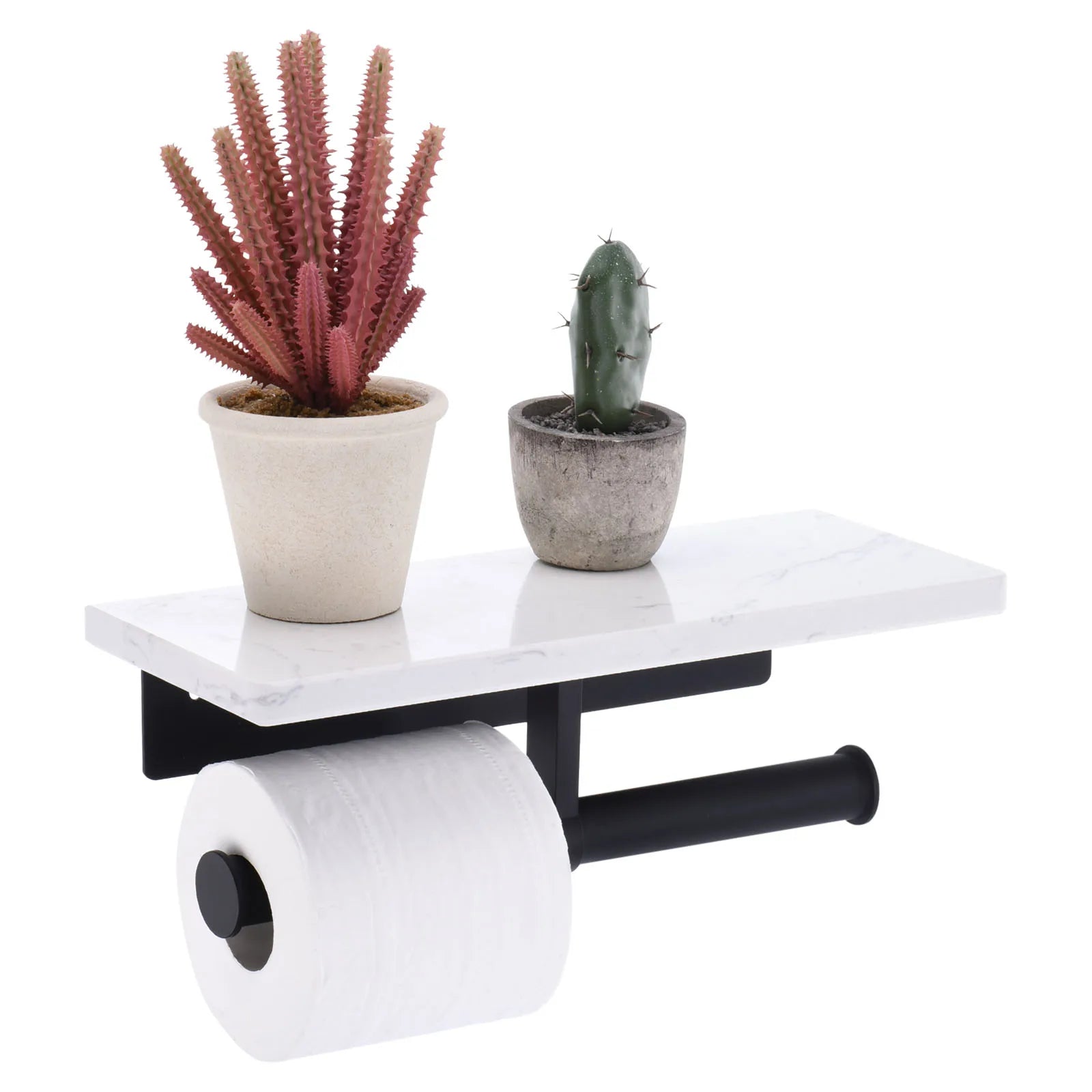 Toilet Paper Holder with Marble Shelf