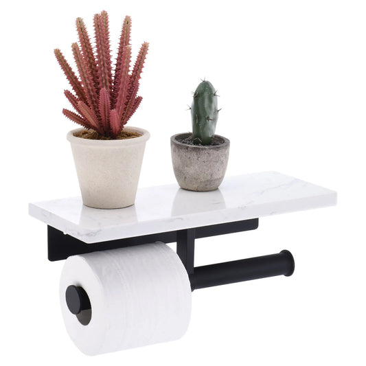 Toilet Paper Holder with Marble Shelf