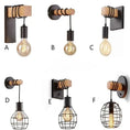 Load image into Gallery viewer, Vintage Style Wood Iron E27 Wall Light
