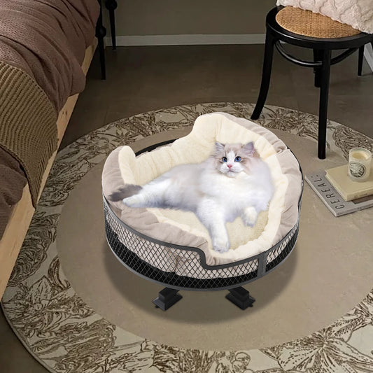 Portable Stainless Steel Elevated Cat Desk Bed
