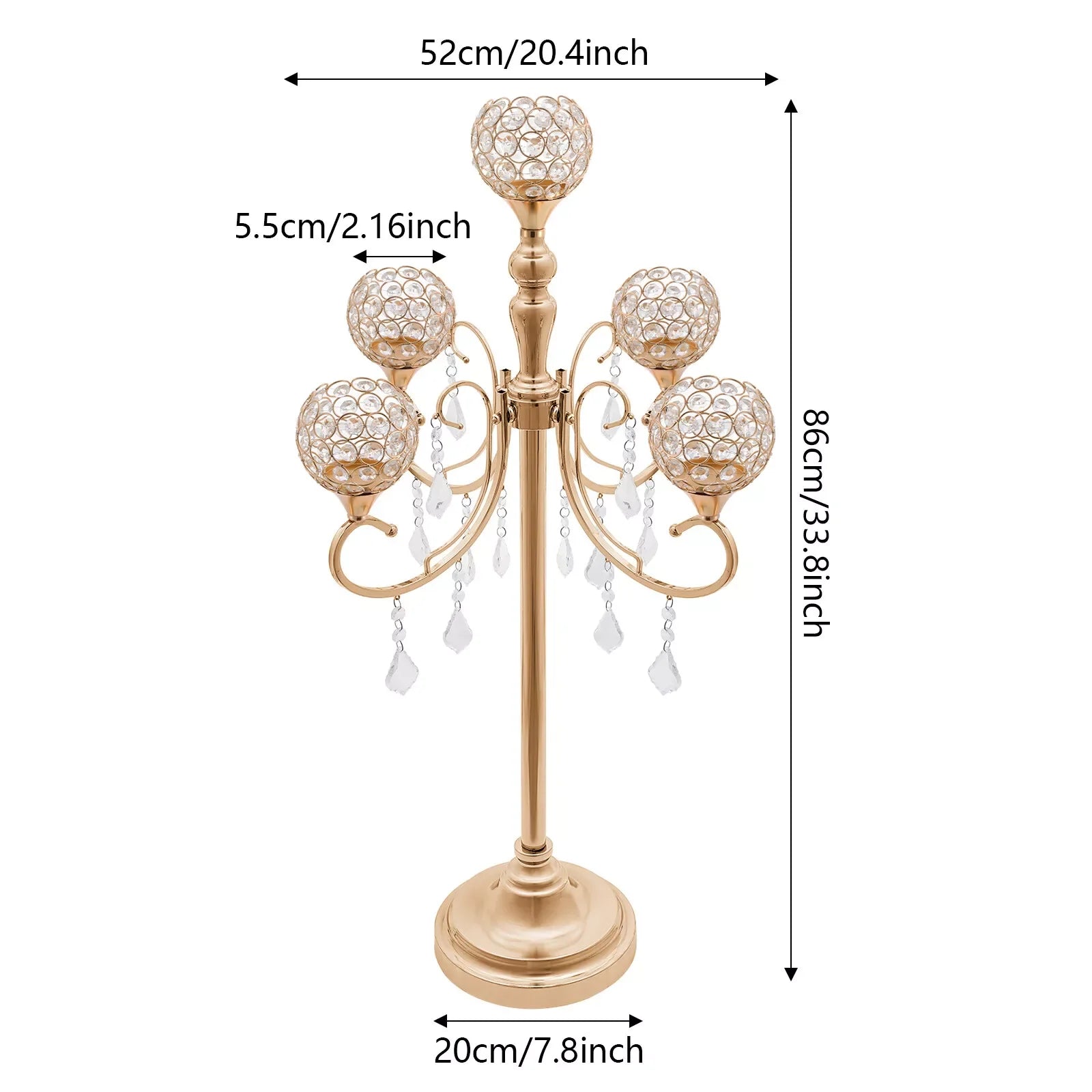 Arms Crystal Candelabra Candle Holder