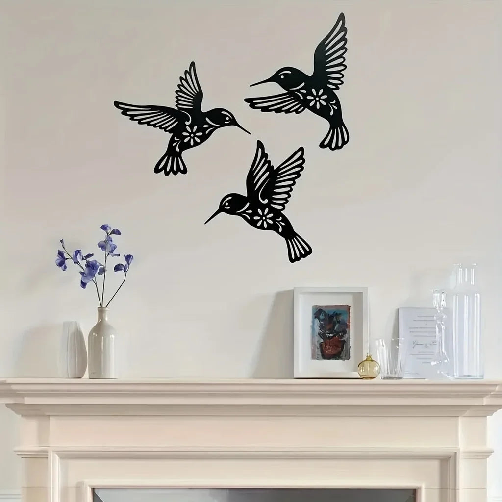 Hollow Iron Bird Sculpture for Wall Decor