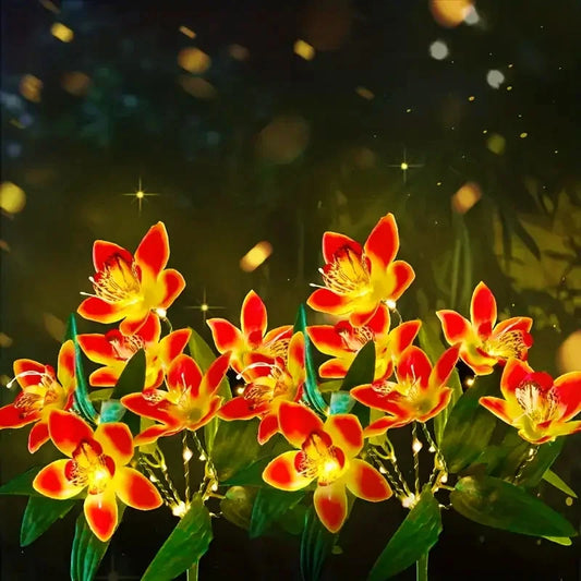 Waterproof Solar Orchid Flower Outdoor Lights for Garden Lawn Decor