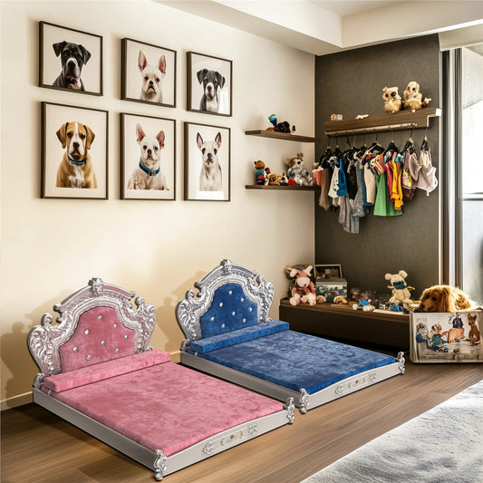 Luxury Velvet Pet Bed with Headboard