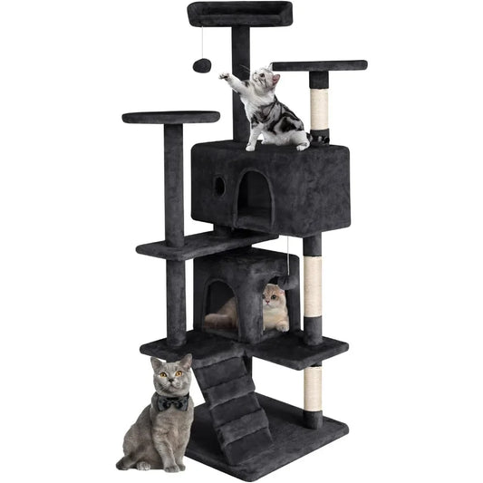 Multi-Level Cat Tree with House, Scratching Posts & Toys