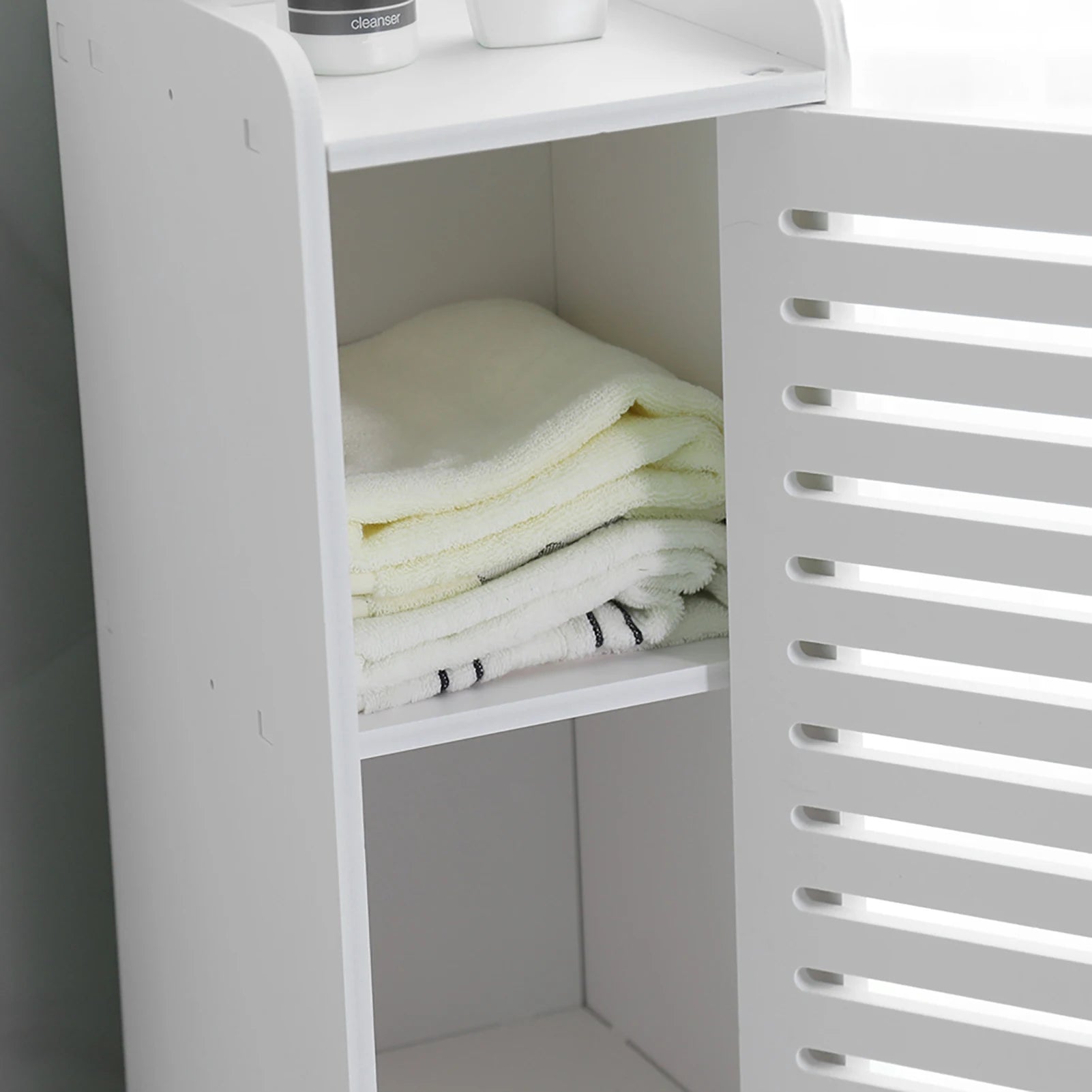 Bathroom Corner Storage Organizer Shelf - Wood Plastic Board