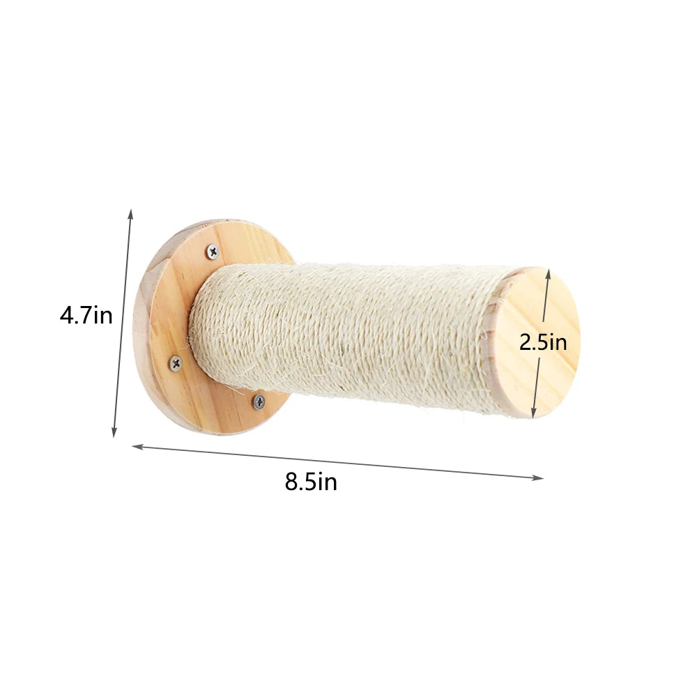 Wall-Mounted Cat Climbing Shelf with Sisal Scratching Post