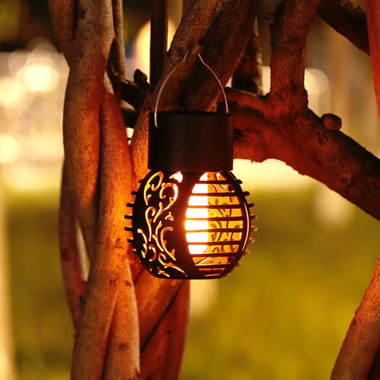 Waterproof Flickering Flame Effect Ball Solar Lantern for Garden Yard Decor