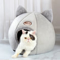 Load image into Gallery viewer, Cozy Cat Ear Pet Bed – Plush, Warm & Washable
