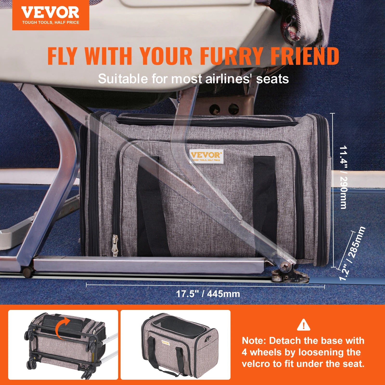 Wheeled Travel Pet Bag with Telescopic Handle & Shoulder Strap