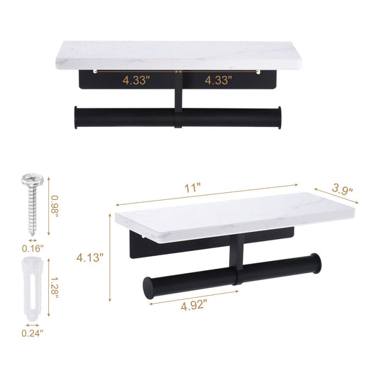 Toilet Paper Holder with Marble Shelf