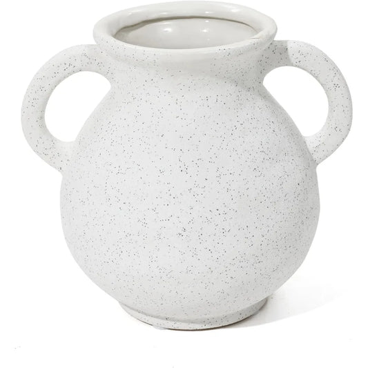 Two-Handle Farmhouse Vase for Dining Table, Shelf & Living Room Decor
