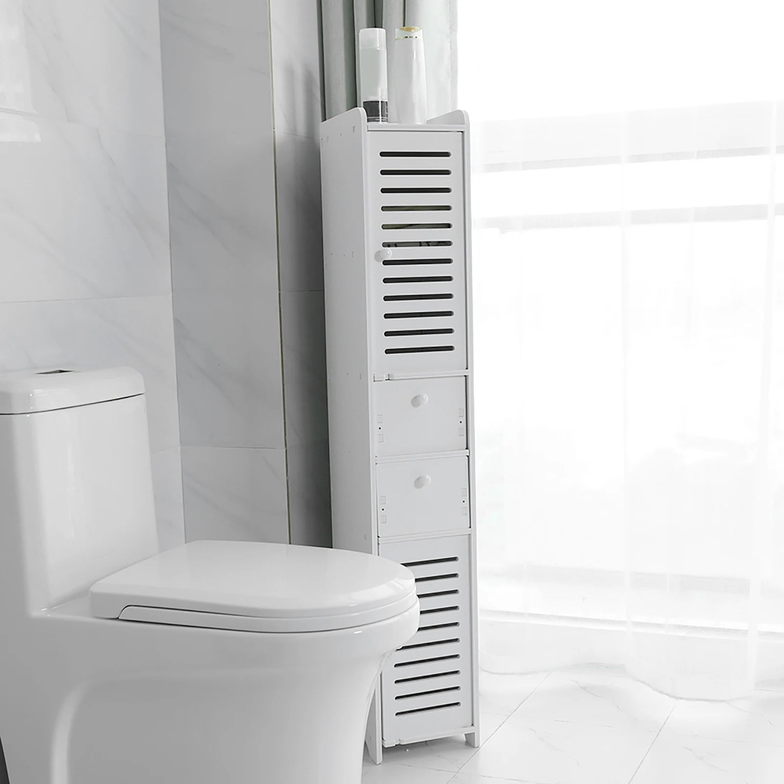 Bathroom Corner Storage Organizer Shelf - Wood Plastic Board