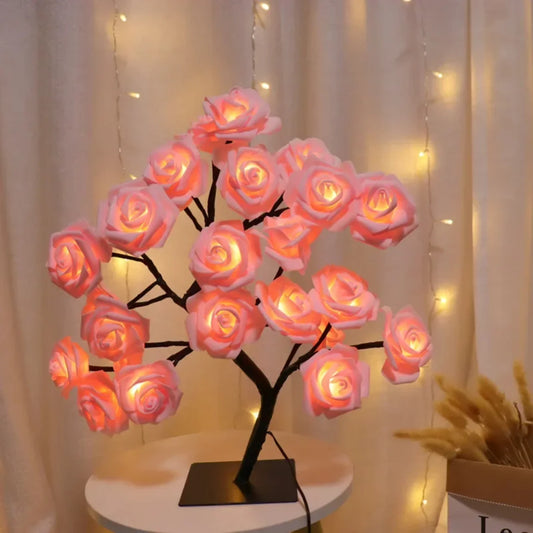 Rose Flower Tree USB Night Light Lamp for Bedroom, Parties, Weddings & Holidays
