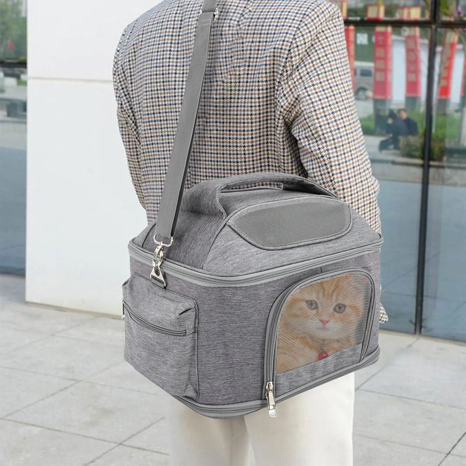 Expandable Cat Carrier Backpack with Storage Pocket