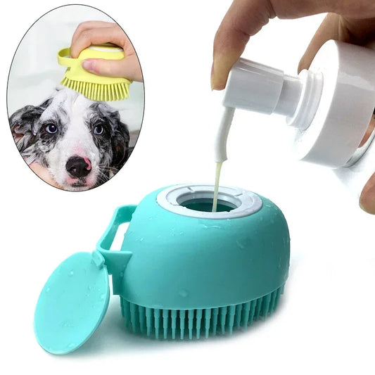 Soft Massage Brush with Built-in Shampoo Dispenser for Dogs