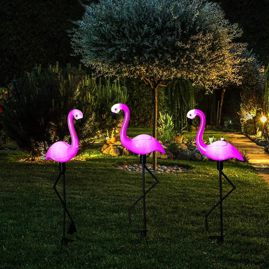 3PCS Solar Flamingo Ground Lamp