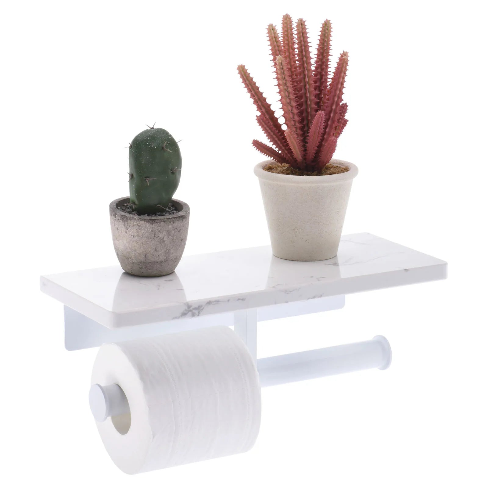 Toilet Paper Holder with Marble Shelf