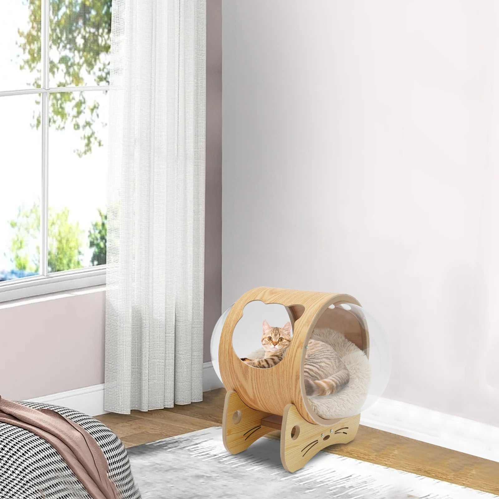 Modern Wooden Cat Bed House
