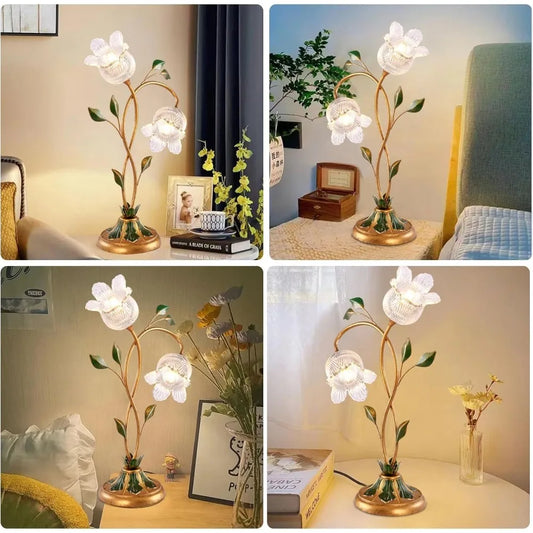 Gold Glass Flower Table Lamp