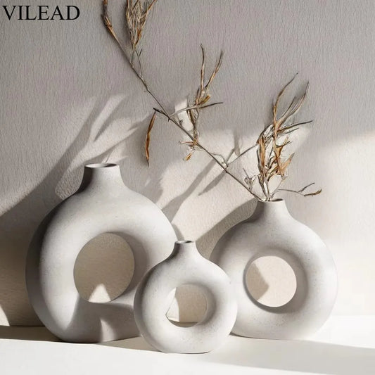 Circular Hollow Ceramic Vase Donuts Nordic Art