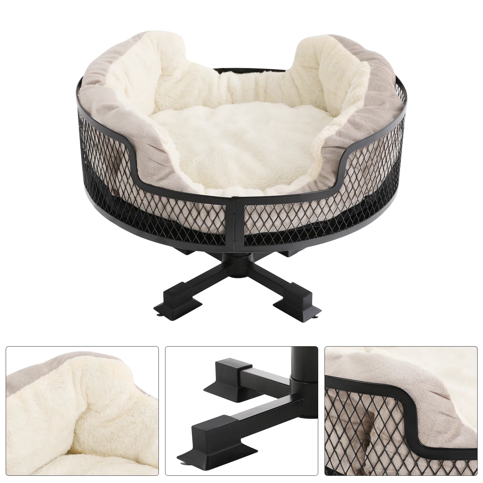 Portable Stainless Steel Elevated Cat Desk Bed