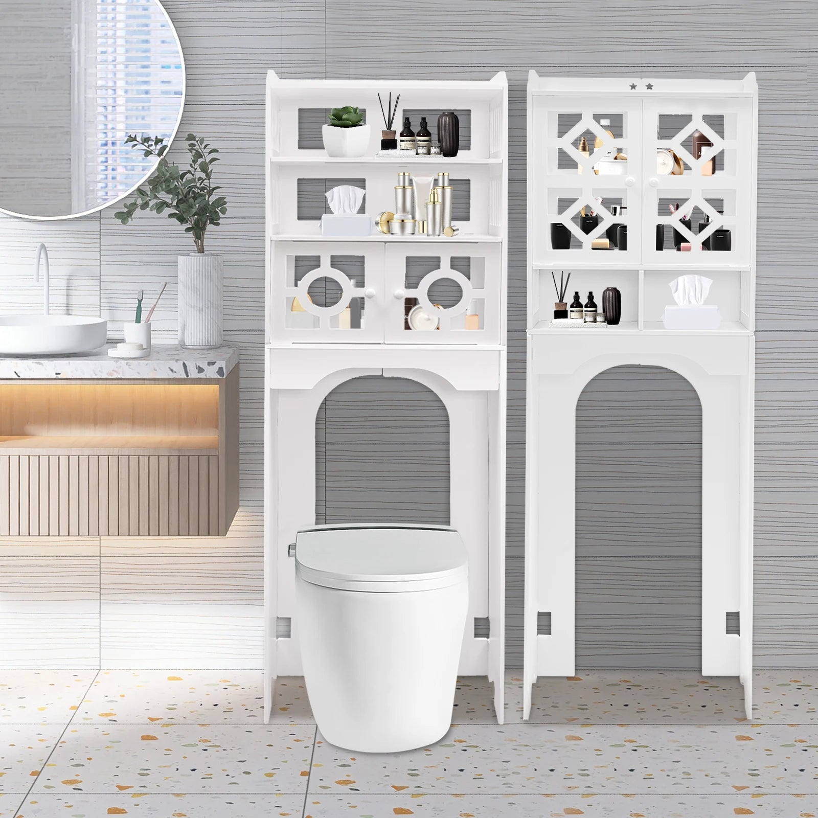 4 Tier Over-The-Toilet Bathroom Storage Cabinet