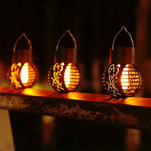 Waterproof Flickering Flame Effect Ball Solar Lantern for Garden Yard Decor