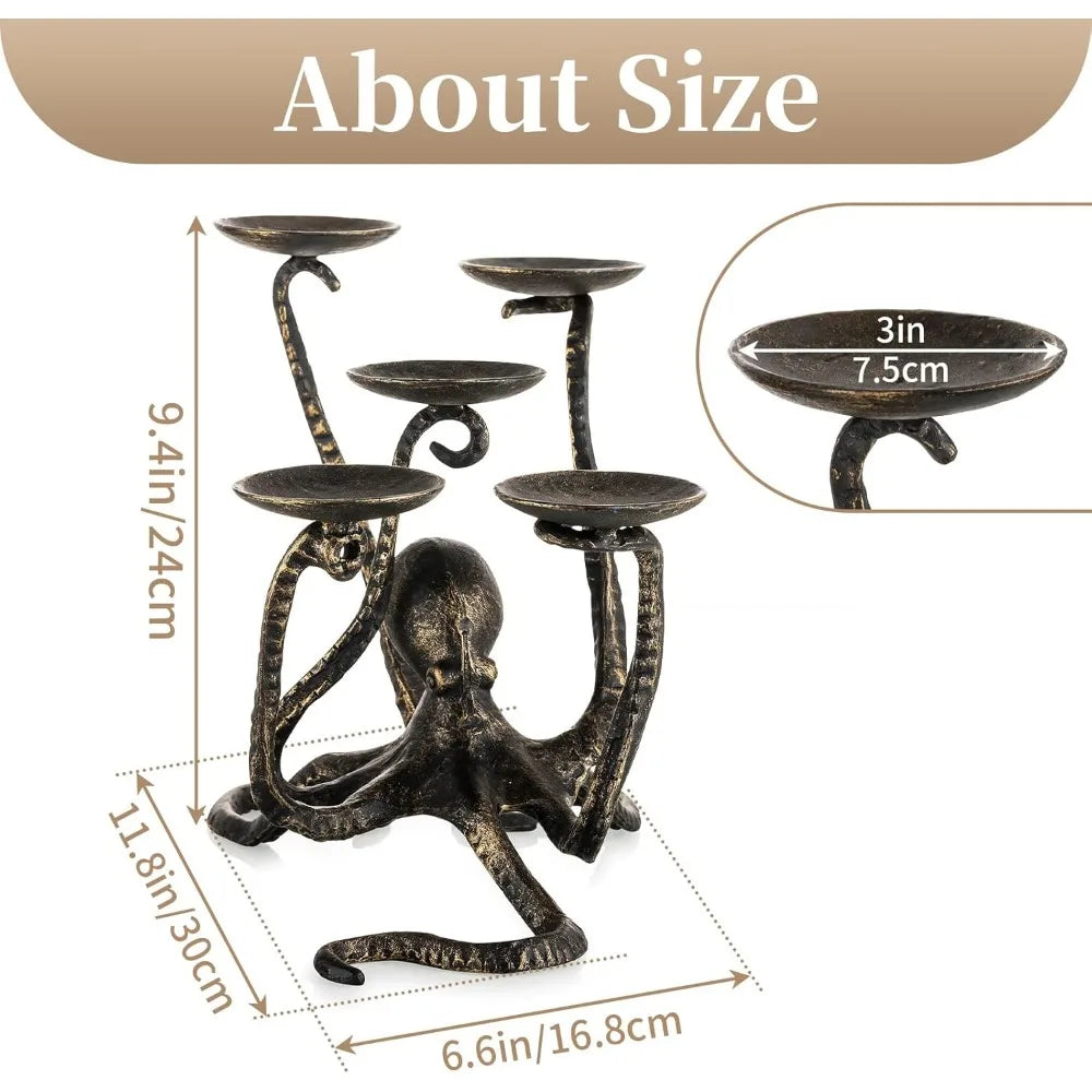 5-Arm Tealight Pillar Candle Stand for Halloween Dining Table & Bathroom Decor