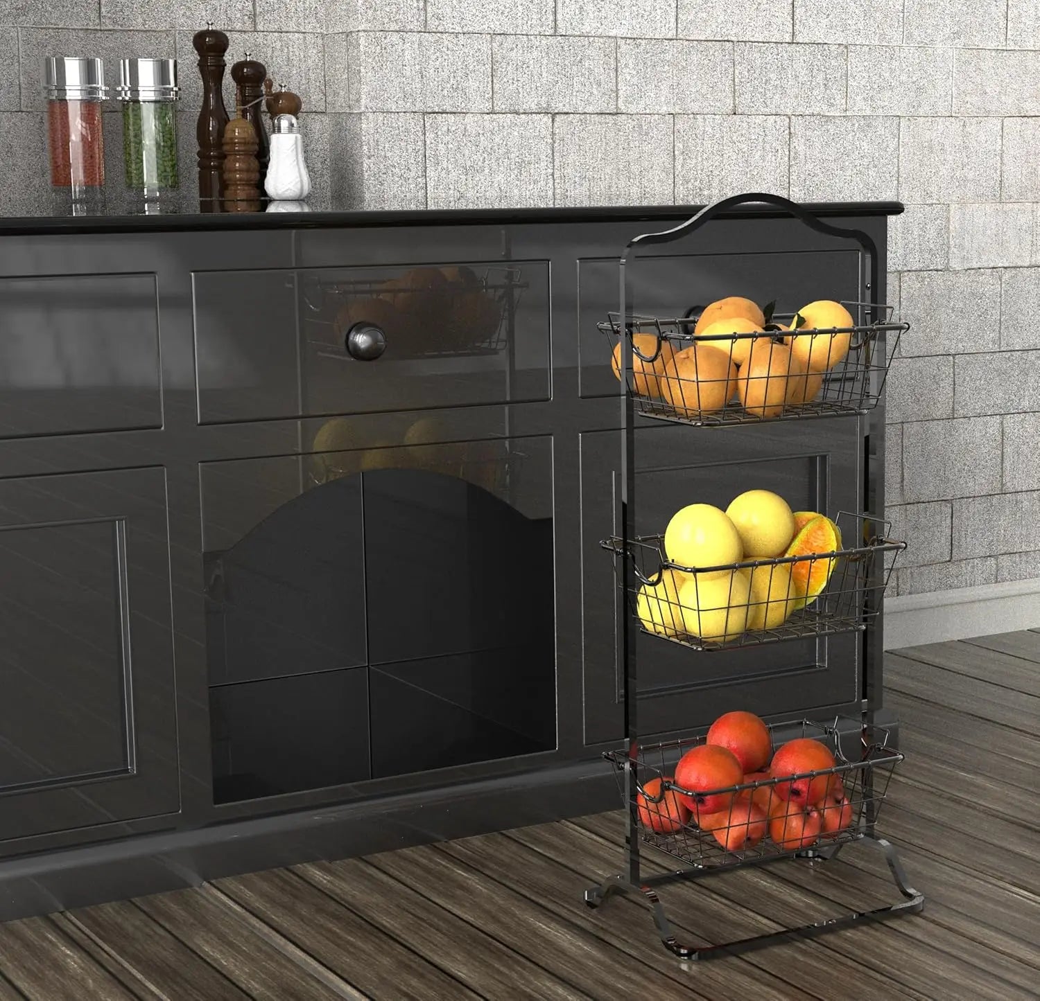 Wire Market Fruit Basket Stand