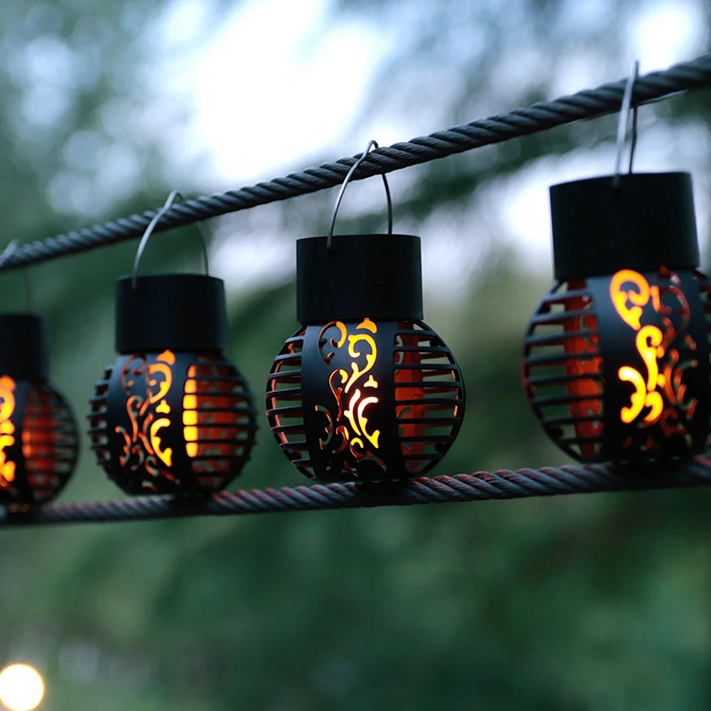 Waterproof Flickering Flame Effect Ball Solar Lantern for Garden Yard Decor