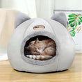 Load image into Gallery viewer, Cozy Cat Ear Pet Bed – Plush, Warm & Washable

