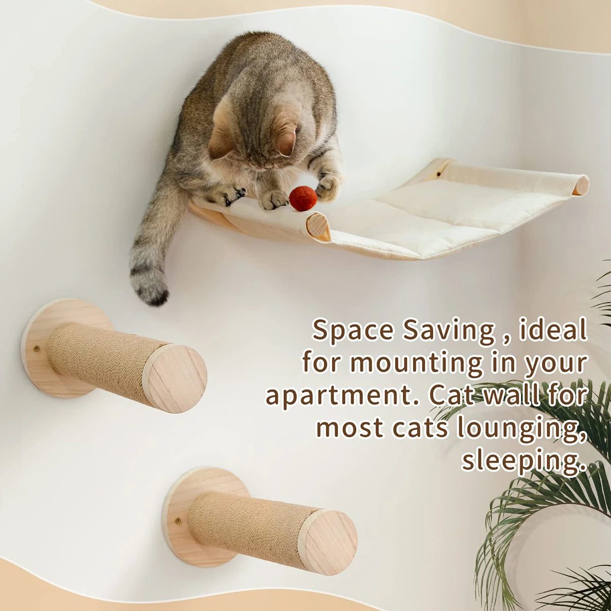 Wall Mounted Cat Hammock with Sisal Rope