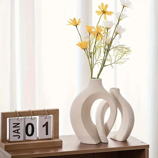 2-Piece Ceramic Vase Artwork Set