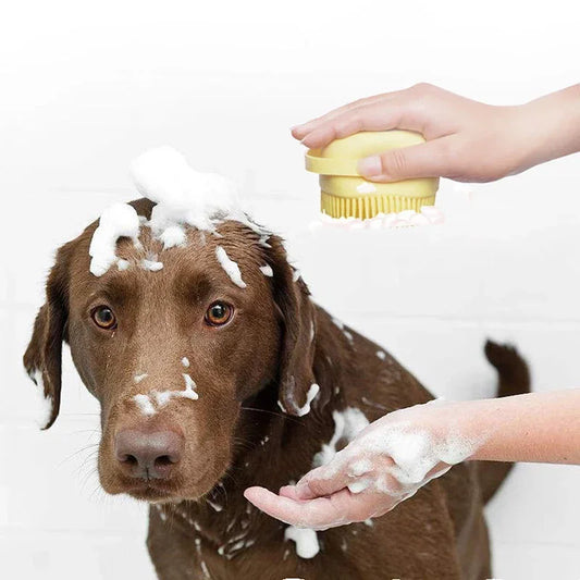 Soft Massage Brush with Built-in Shampoo Dispenser for Dogs