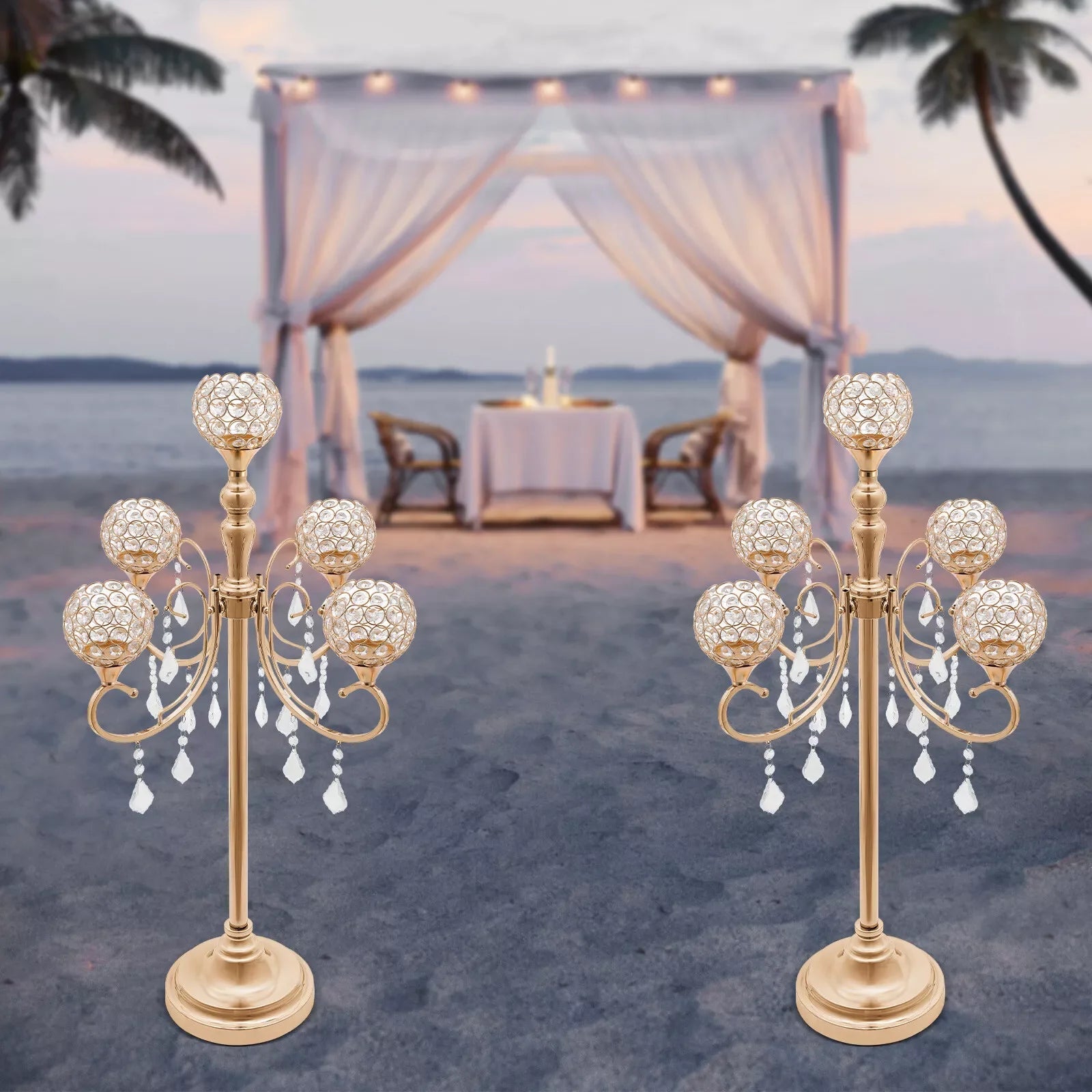 Arms Crystal Candelabra Candle Holder