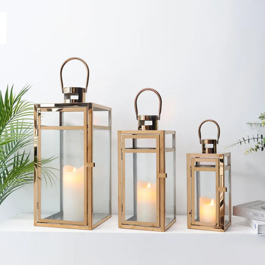 Set of 3 Stainless Steel Candle Lanterns