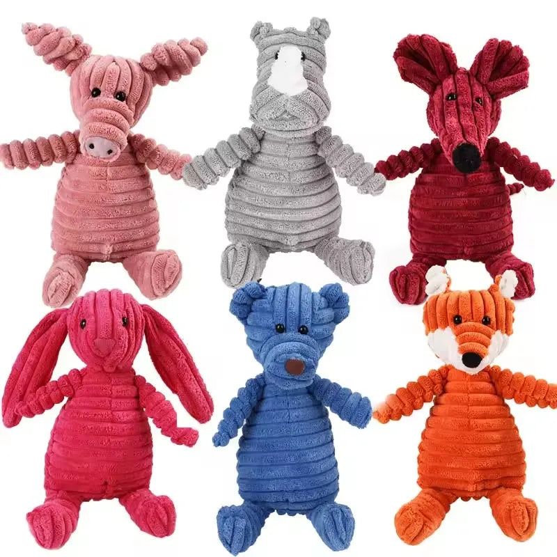 Bite-Resistant Squeaky Corduroy Toy for Small & Large Dogs