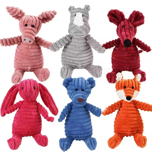 Bite-Resistant Squeaky Corduroy Toy for Small & Large Dogs