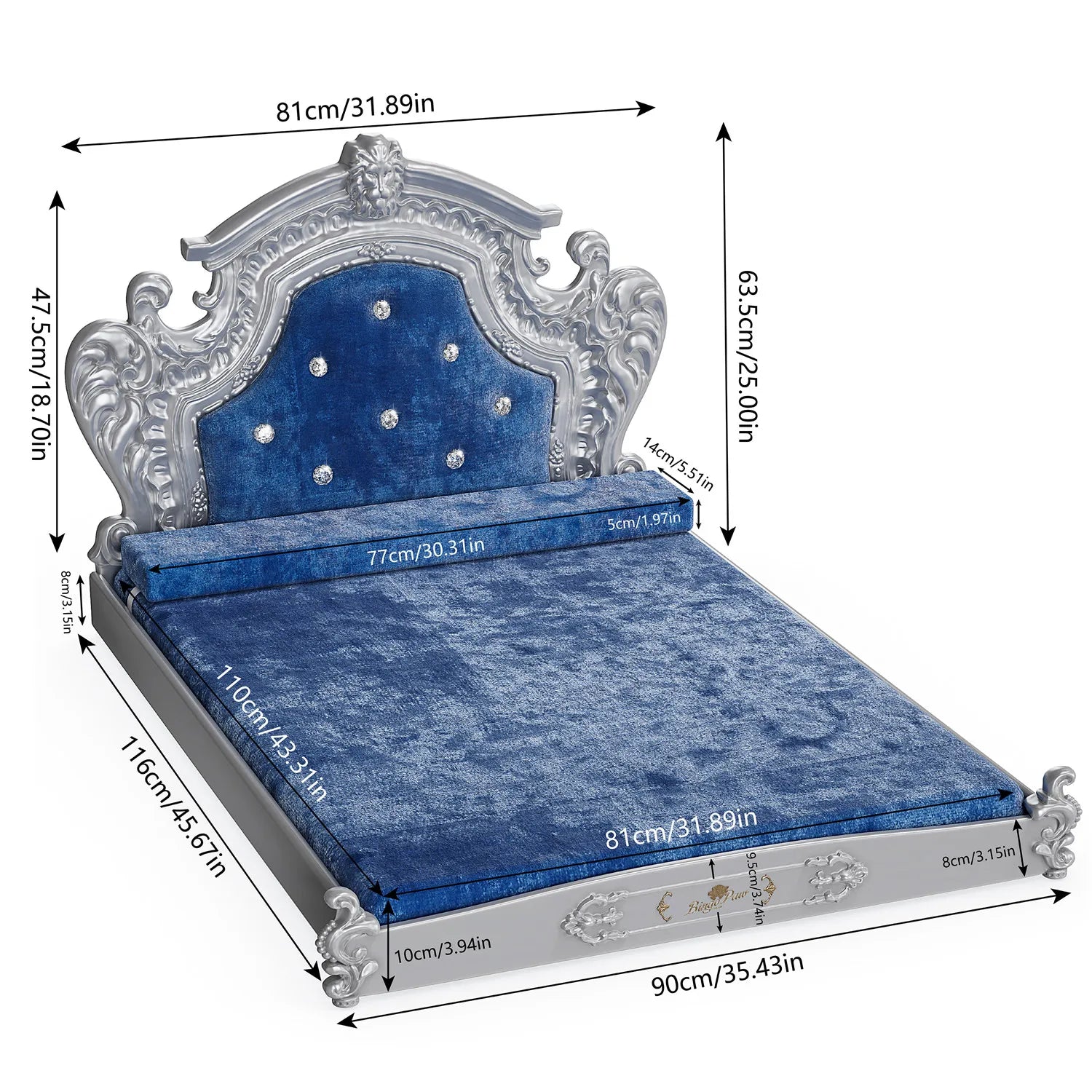 Luxury Velvet Pet Bed with Headboard